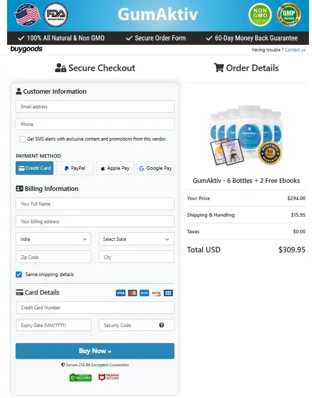 GumAktiv Secure Checkout Page